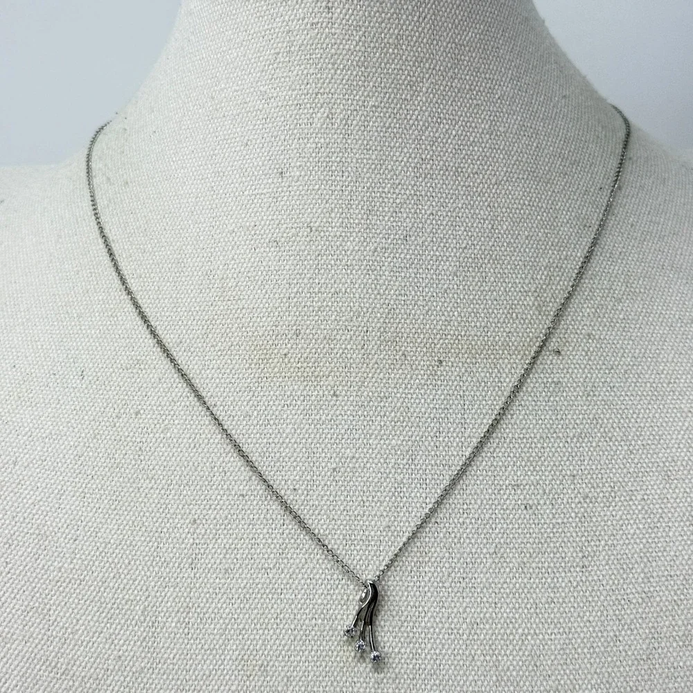 Marvel Sterling Silver Three Drop Pendant Necklace Simple Minimal Dainty‎